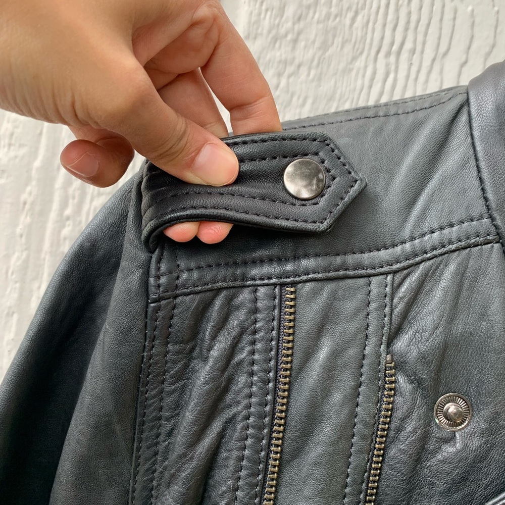 Ben Sherman genuine leather jacket, double zip closure - Picture 3 of 16